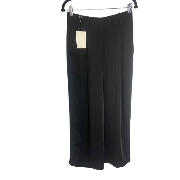 NWT COS Wide Leg Drape Relaxed Tailored Black High Rise Trouser Pants-sz 2 - Picture 1 of 8
